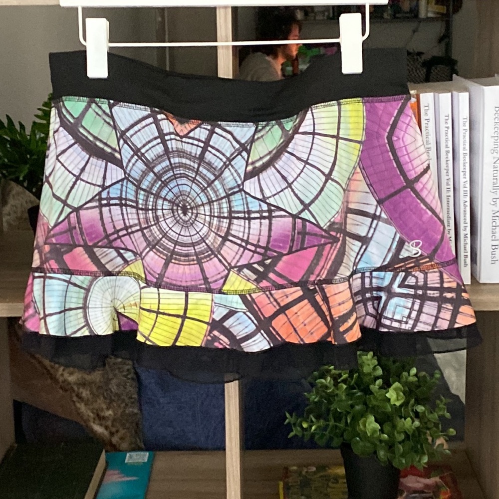 Sofibella xl tennis skirt cathedral print sheer underlay